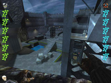 Behind the floodlight